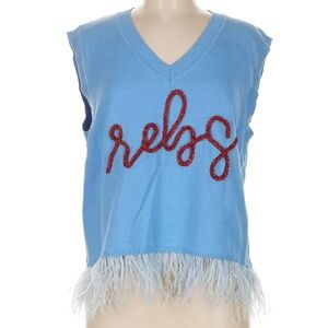 Queen of Sparkles Ole Miss Rebels Blue Sweater Vest, Size Medium, EEEUC
